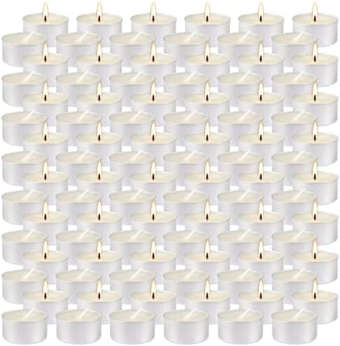 200 Pack White Bulk Candles, 6 Hour Unscented Tea Lights Candles