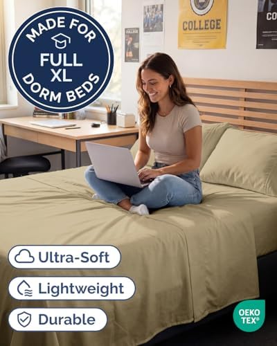 Full XL Sheets - 4 Piece Full XL Sheet Set - Breathable & Cooling - Beige