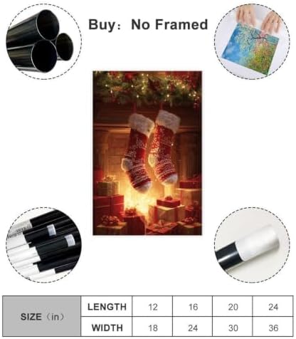 JDBeehpy Christmas Stockings Fireplace Gifts Wall Prints Unframed 12x18inch