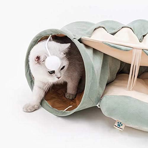 2-in-1 Cat Bed Play Tunnel with Removable Washable Mat for Pets Cats Dogs Rabbits and Pets Kittens for Home Foldable Soft Cat Tunnel Tubes Toys Pet Play Bed Indoor