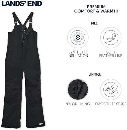 Lands' End Unisex Kids Squall Waterproof Adjustable Insulated Iron Knee Snow Bib Overalls