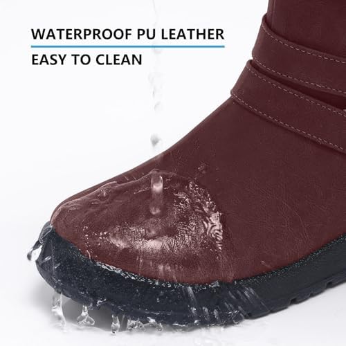 TEMOFON Women Snow Boots Waterproof: Fur Lined Warm Winter Ankle Booties