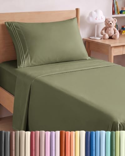 Twin XL Size 3 Piece Sheet Set - Breathable & Cooling Sheets - Sage Green