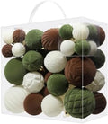 52pcs Velvet Christmas Ball Ornaments, Flocked Shatterproof Christmas Tree Decorations Hanging Xmas Decorative Ornaments Set for Home Party Holiday Decor(Brown Cream Green)