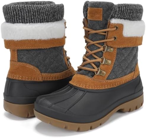 Womens Duck Boots Waterproof Winter Snow Mid-Calf Booties for Cold Weather