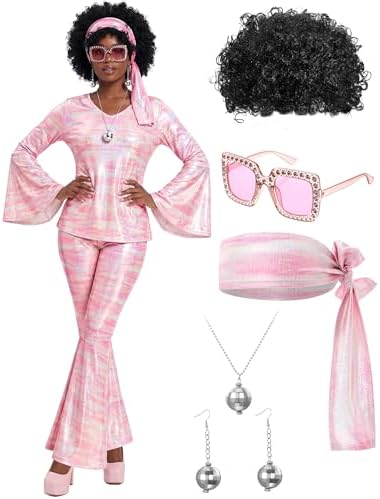 Jexine 70s Disco Outfit Women Sequin Sparkly Costume