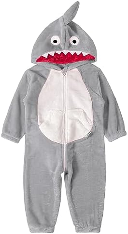 LOLANTA Boys' Girls' Dinosaur Shark Costume Flannel Jumpsuits Animal Onesie