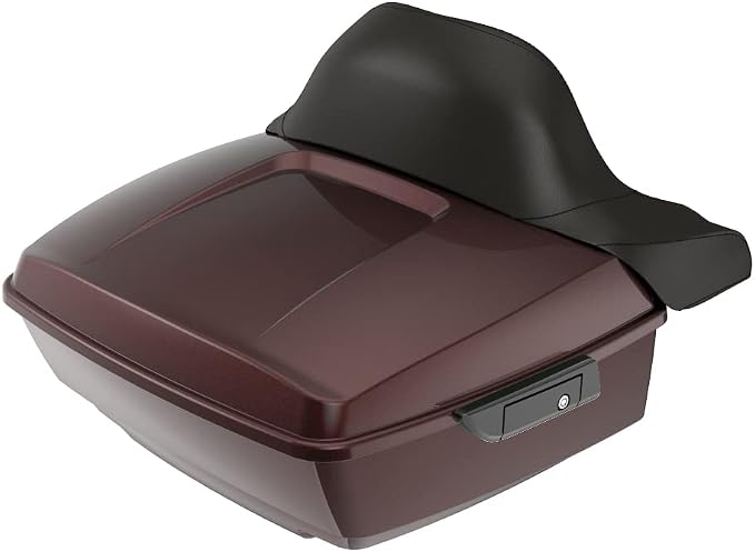 Advanblack Road Glide Tour Trunk Pack Merlot Sunglo King Tour Trunk Pack Luggage +Wrap-Around Backrest Pad for '97-'25 Harley Touring Road King Street Glide Electra Glide CVO models