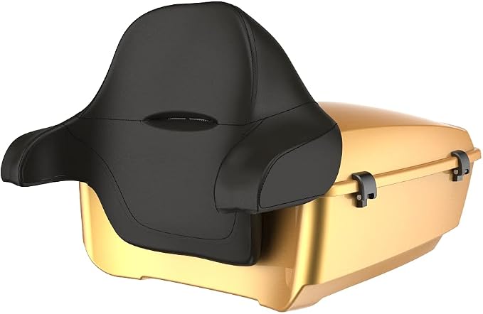Advanblack Road Glide Tour Trunk Pack Black Hills Gold King Tour Trunk Pack Luggage +Wrap-Around Backrest Pad for '97-'25 Harley Touring Road King Street Glide Electra Glide CVO models
