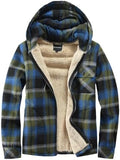 Elesuit Men's Full Zip Fleece Flannel Jacket Shirt Plaid Cotton Hoodie Coat