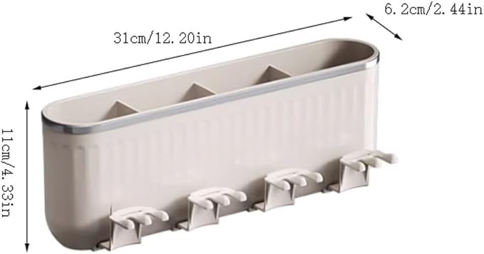 Toothbrush Rack Bathroom Wall-mounted Toothbrush Holder without Punching Toothpaste Holder Suitable for Toothbrush Toothpaste Shaver Bathroom Toothbrush Holder(L31cm)