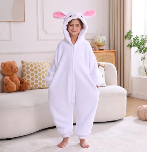 Animal Onesie Pajamas for Kids, Soft Flannel Halloween Cosplay Costume for Boys Girls