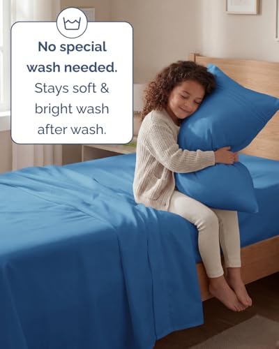 Twin Size 3 Piece Sheet Set - Breathable & Cooling Sheets - Denim Blue