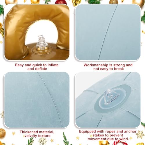 Jetec 3 Pcs 32 Inch Giant Velvet Christmas Inflatable Balls, Gray Blue