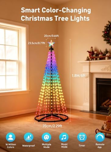 oneup 6FT Christmas Cone Tree Light,Smart RGB Light with App & Remote