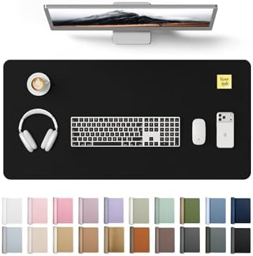 YSAGi Leather Desk Protector, Office Mat, Large Mouse Mat, Non-Slip PU Leather Blotter, Laptop Desk Mat, Waterproof Writing Pad for Office and Home (Black, 31.5" x 15.8")