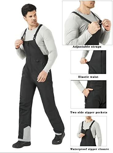 WULFUL Mens Insulated Snow Bibs Waterproof Winter Ski Pants Snowboarding Overalls