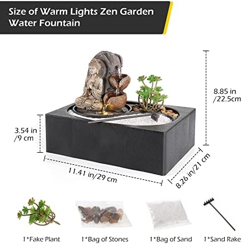 Dyna-Living Indoor Water Fountains Tabletop Water Fountain with Warm Light