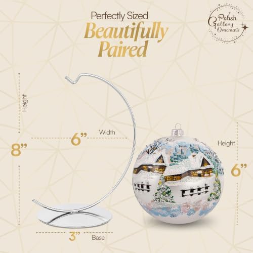 Hand Blown Glass Ball Christmas Ornament, 6 in, Blast White