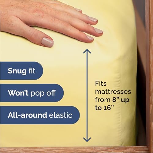 Queen Size 4 Piece Sheet Set - Comfy Breathable & Cooling Sheets - Yellow