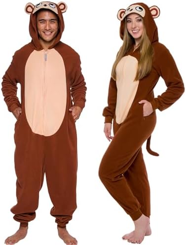 Funziez! Slim Fit Adult Onesie - Animal Costume - Plush Unisex Halloween One Piece Cosplay Suit for Women and Men