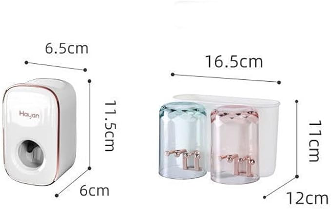 Toothbrush Rack Wall Mounted Toothbrush Holder Multifunctional Bathroom Storage Rack with Mouthwash Cup, Toothpaste Squeezer Kit Bathroom Toothbrush Holder(D)
