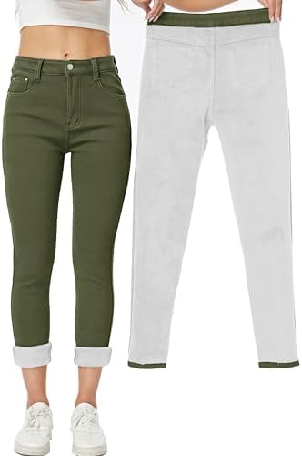 Yehopere Women's Winter Fleece Lined Jeans Slim Fit Warm Skinny High Waist Denim Jean