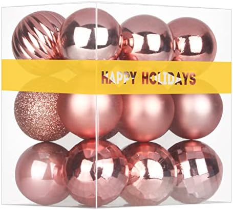 Rose Gold 3.2" Large Christmas Balls - Christmas Tree Decoration Ornaments Shatterproof Hanging Balls for Birthday Halloween Holiday Wedding Decorations Set of 18pcs