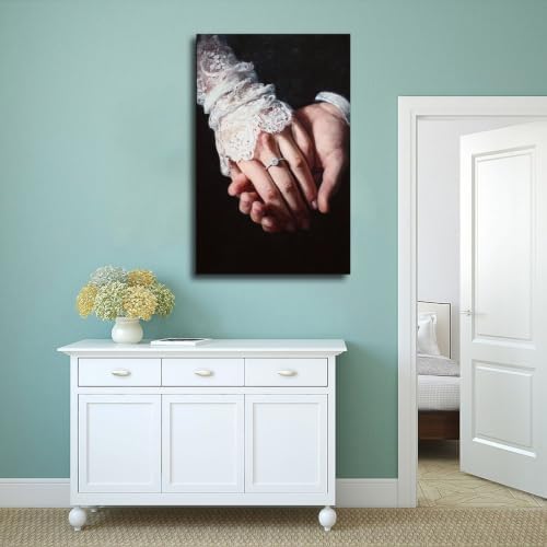 JDBeehpy Happiness Hold Hands Ring Canvas Wall Art Prints Framed 20x30inch