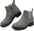 Womens Chelsea Boots Fur Lined Winter Ankle Boots Side Zip Round Toe