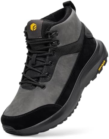 FitVille Wide Mens Snow Boots Fur Lined Winter Shoes Non Slip Lightweight