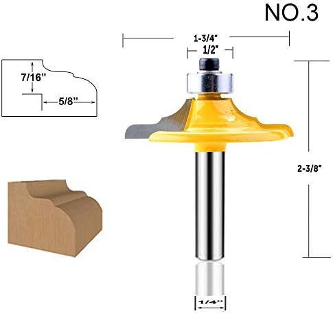 LEATBUY 1/4-Inch Shank Door&Drawer Front Edging Router Bit Set 4 PCS, Woodworking Milling Cutter Tools, Carbide CNC Router Grooving Mill Tool Router Bits Sets (Panel)