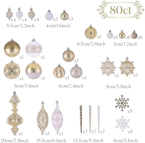 Valery Madelyn 80ct Christmas Tree Decorations Ball Ornaments Set