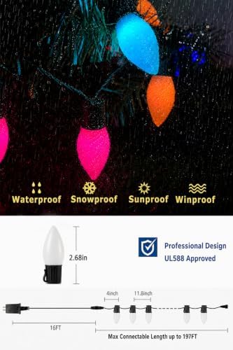 HIITEN 49FT 50LED Smart C9 Christmas Lights Outdoor Vintage Christmas Light