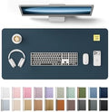 YSAGi Leather Desk Protector, Office Mat, Large Mouse Mat, Non-Slip PU Leather Blotter, Laptop Pad, Waterproof Writing Pad for Office and Home (Dark Blue, 35.4" x 17")