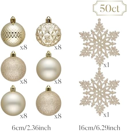 Valery Madelyn 50ct Christmas Tree Decorations Ball Ornaments 2.36 Inches