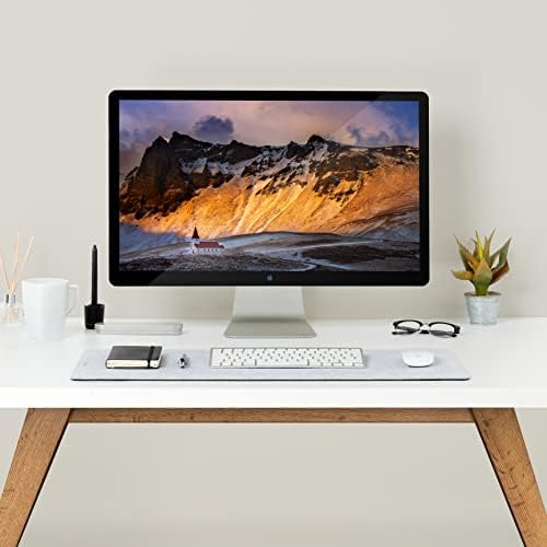 Premium Felt Desk Mat | Small 12" x 27.5" | Multifunctional Desk Pad for Home Office | Light Gray