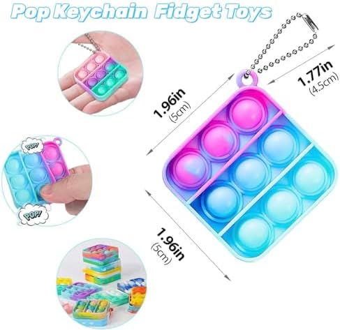 400Pcs Fidget Toys Bulk, Squishies Toys Sensory Stress Relief Mini Pop Keychain for Kids Party Favors Birthday Gifts