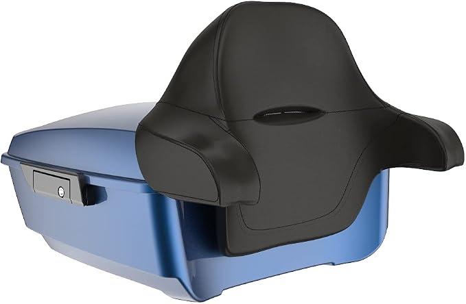 Advanblack Road Glide Tour Trunk Pack Dark Blue Pearl King Tour Trunk Pack Luggage +Wrap-Around Backrest Pad for '97-'25 Harley Touring Road King Street Glide Electra Glide CVO Models