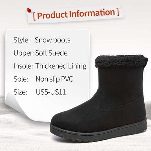 Women's Snow Winter Boots Fuzzy Ankle Booties WithZipper