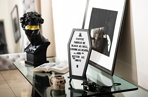 Nomnu Coffin Letter Board, White Goth Decor w/Bat Stickers, Spooky Emojis