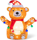 Best Choice Products 5ft Lighted Pop-Up Teddy Bear, Large Outdoor Christmas Holiday Decoration w/ 200 LED Lights, Hat, Scarf, Multicolored Lights
