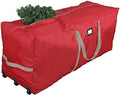 ProPik Rolling Christmas Tree Storage Bag, Fits Up to 9 ft. Xmas Tree, 28"x 16"x 60", Extra Large Heavy Duty Storage Container with Wheels and Handles, 600D Oxford (Red)