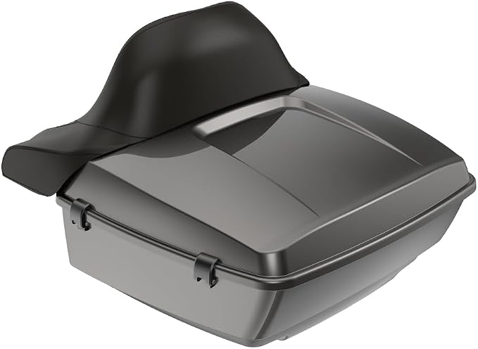 Advanblack Road Glide Tour Trunk Pack Silver Flux King Tour Trunk Pack Luggage +Wrap-Around Backrest Pad for '97-'25 Harley Touring Road King Street Glide Electra Glide CVO models