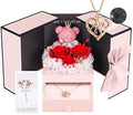 ADDWel Gifts for Mom from Daughter Son, Preserved Real Rose with I Love You Necklace in 100 Languages Gift Set, Unique Birthday Gifts to My Mom