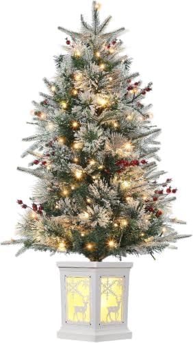 3ft Pre-Lit Artificial Mini Christmas Tree, 78 LED Lights, 8 Lighting Modes
