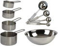 TigerChef 9-Piece Deluxe Stainless Steel Measuring Cups and Measuring Spoon Set and Bonus Mixing Bowl
