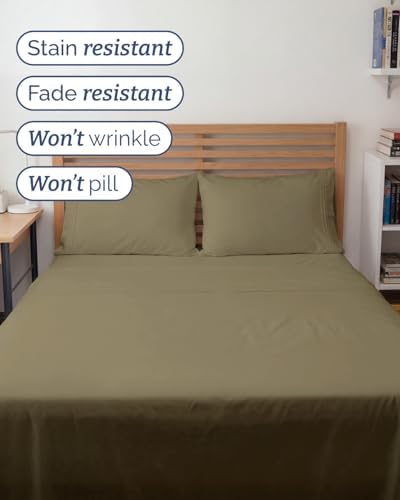 Full XL Sheets - 4 Piece Full XL Sheet Set - Breathable & Cooling - Khaki