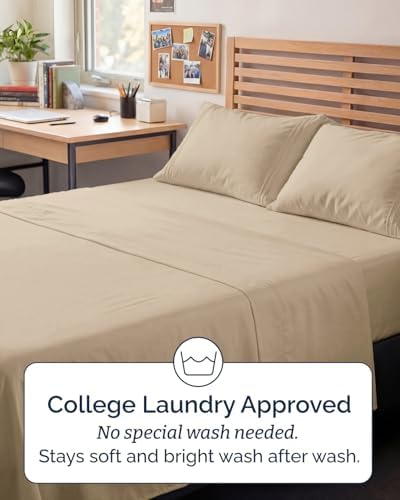 Full XL Sheets - 4 Piece Full XL Sheet Set - Breathable & Cooling - Cream