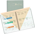 Planner Pad Spiral Bound January-December 2026/ Calendar Year 8 1/2" x 11" Large 3-Tier Funnel Down 12 Month Organizer, Greenish Grey Cover/Soft Green Ink
